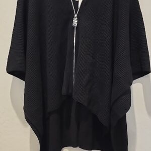 Michael Kors Black Textured Knit Poncho. NWT